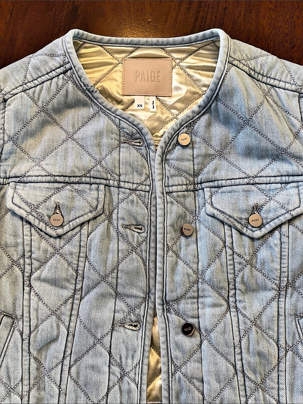 PAIGE Jayla Cropped Quilted Jacket Blue XS